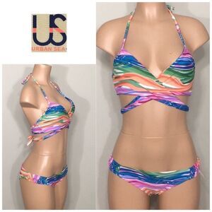 URBAN SEA multi colored wrap bikini.